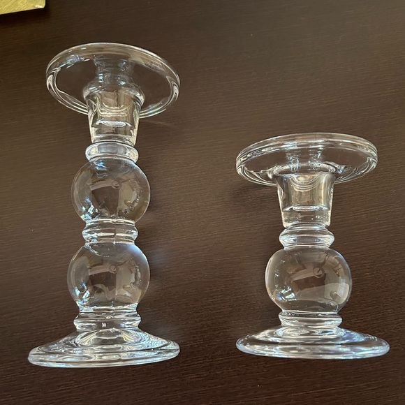 EUC Glass Candlestick Pair (2) - Picture 2 of 4